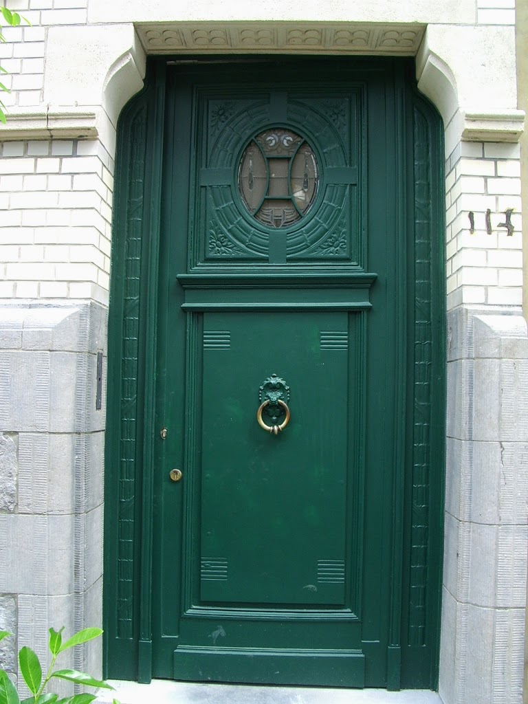 voordeur, glasraam, art deco, glas in lood, groene deur, art deco deur