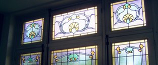 glasraam, art nouveau, interieur, ramen, deuren, licht